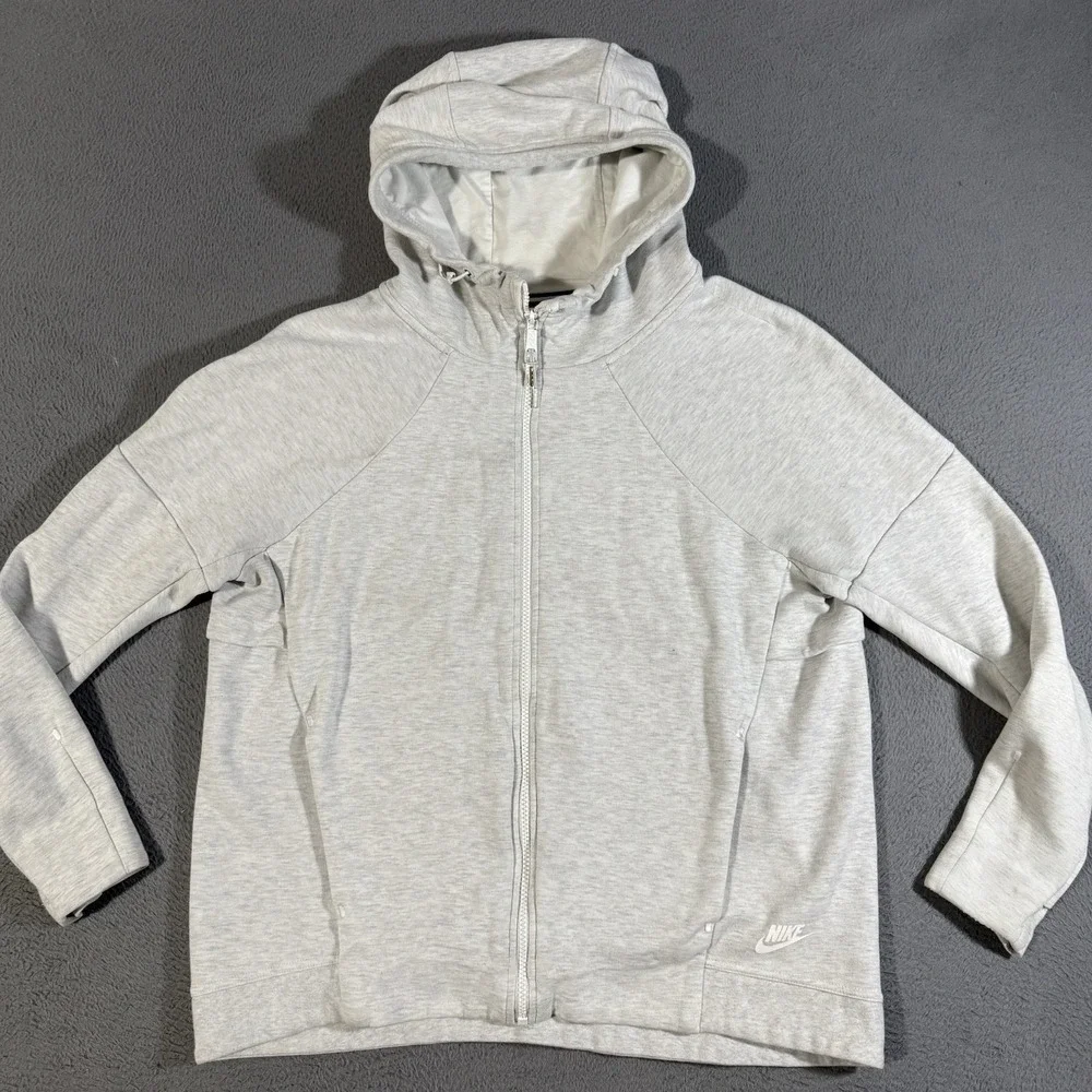 Nike Tech Fleece Hoody Womens Large Grey Heather Full Zip Hoodie Sweatshirt